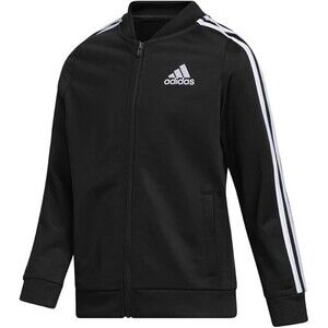 Adidas Girls Size 16 Black Zip Up Tricot Track Jacket Warm Up Bomber